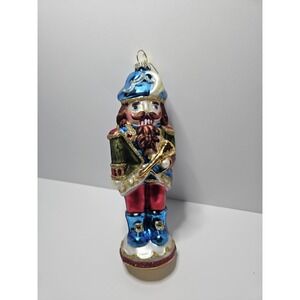 North‎ Pole Trading Co 2010 Nutcracker Soldier Glass Christmas Ornament Crescent